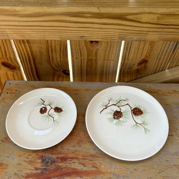 6 Pieces French Saxon China Pine Cone Pattern - Picture 5 of 11